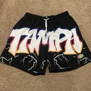 Slunks Shorts Tampa Mens Size Medium Graffiti Font with Lightning Bolt Graphic